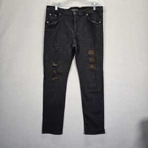 Trestles Jeans Sz 38  Womens Black Straight Ladies Pants Distressed